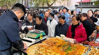 Xi'an, China, a winter open-air morning market,  a dozen kinds of breakfast，China Food Market