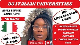 ITALIAN UNIVERSITIES NEEDS INTERNATIONAL STUDENTS | NO APPLICATION FEES | NO IELTS | ENGLISH COURSES