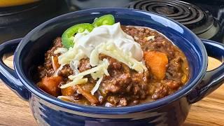 The Secret Ingredients in this Beef Chili will shock you! Easy Beef Chili recipe everyone loves!