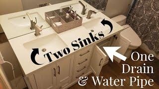 Install Double Bowl Sink Vanity w/ Only One Wall Water Pipe Connection & Drain Pipe Using PVC