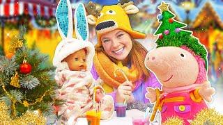 Puppen Spiele. Peppa, irene und Baby Born. Weihnachtsgeschichten für Kinder