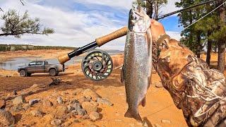 FIRE ROASTED Trout at a MOUNTAIN Reservoir!! (Fly Fishing)