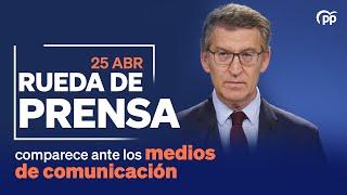 Alberto Núñez Feijóo comparece ante los medios de comunicación