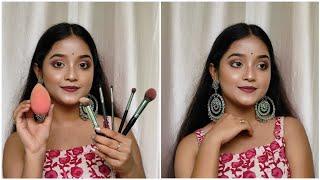 Basic Makeup Brushes Guide For Beginners। Full Makeup Using Only 6 Tools  । Debopriya's Beauty Bar।