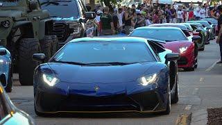 INSANE SUPERCAR and HYPERCAR BURNOUTS, REVS, and EXITS!! | Exotics on Las Olas [Part 2]