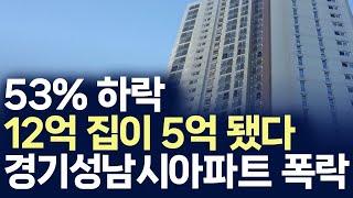 경기도 성남 아파트 폭락,53%하락 12억 집이 5억 됐다 (부동산 아파트 미분양 분양권 입주권 재개발 재건축)