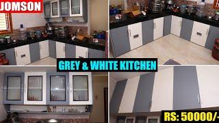 PVC Modular Kitchen Colors || Grey and White Color Kitchen Cabinets || Jomson UPVC Modular Kitchen