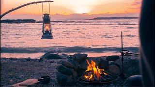 SOLO Camping by Japan's Beautiful Coast with Campfire and Sunset(Healing).