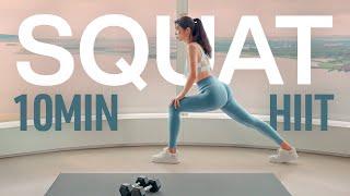 10 Min Squat HIIT - 10 Variations - Mid Level