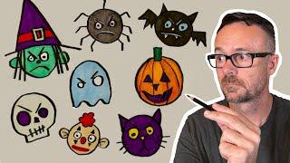 Draw 8 Halloween characters | SUPER EASY drawing lesson