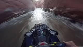 Jet ski riding through canyons