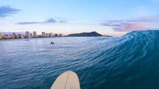 Surfing WAIKIKI with NO CROWD | Longboarding Glassy Gems | RAW POV