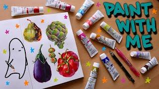 PAINT SOME VEGGIES WITH ME - I talk the entire time and paint with gouache