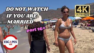 Crete's  Most Beautiful Beach  Falasarna Beach ▶ 4K Beach Walk  Ambiance People Sounds ( part 16)