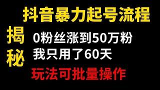 2024年做抖音怎么快速起号？抖音暴力起号实操教程分享，让你的账号快速涨粉变现，特别是新手小白，一定要知道的技巧！