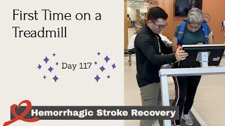 Hemorrhagic Stroke Recovery - First Time on a Treadmill