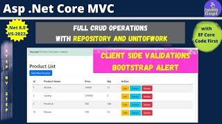 Full CRUD Operations in .Net Core with Repository Pattern and Unit of work | Bootstrap Alert