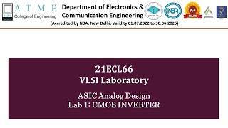 ASIC Analog Design - Lab 1: Schematic and Layout of CMOS Inverter | ASIC | VLSI | Analog Design