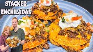 STACKED ENCHILADAS, A Ground Beef Enchilada Mexican Dish