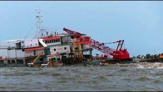 Crain Ship  sinking off  In Arabian Sea at Mangalore India)