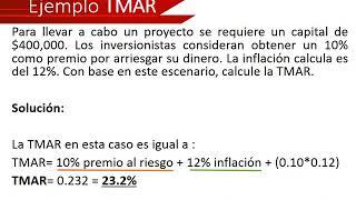 TMAR. Formulacion y evaluacion de proyectos. Ing. Industrial Escuela Superior de Cd Sahagun. EGEL