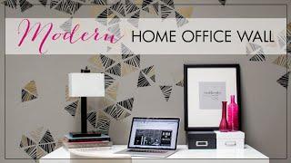 How to Stencil Tutorial - Paint a Modern Home Office Accent Wall