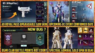  A9 Royal Pass UPGRADABLE GUN | Upcoming UC events date in BGMI | Clan Battle Point Not Count ?