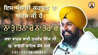 "ਨਾਂ ਤੂੰ ਤਿੰਨਾਂ ਚੋਂ ਨਾਂ ਤੇਰਾਂ ਚੋਂ" ਇਸ ਕਹਾਵਤ ਦਾ ਅਰਥ Bhai Sukhdev Singh Ji Bauli Sahib Dalla