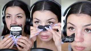 BIORE PORE STRIP BLACKHEAD REMOVAL ASMR #shorts #youtubepartner