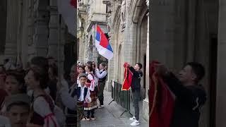 Albanian flag in middle of Serbian nationalists