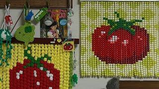 Daily vlog  Tomato bead curtain making ̈ knitted bead curtain ̈ Decorating the room