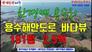 194. [제주도토지] 아름다운 용수해안도로ㅣ바다까지 70여미터 바다뷰 차귀도뷰ㅣ직사각형의 반듯한 모양ㅣ급매물 인근거래가 대비 아주 저렴ㅣ광개토왕공인중개사 010-6232-6260