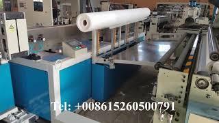 Automatic band saw cutter embossing maxi roll toilet paper rewinding machine