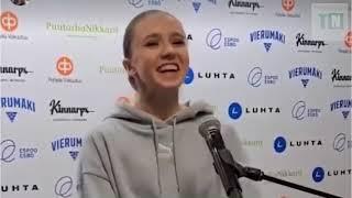 Kamila Valieva trying to speak in English )