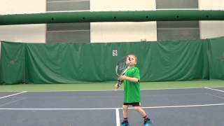 Max (6 years old) practices tennis