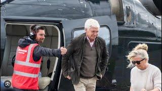 Phillip Schofield makes grand entrance at Silverstone as he arrives by helicopter