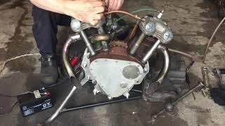 Homemade Villiers V twin Board Track Racer Engine