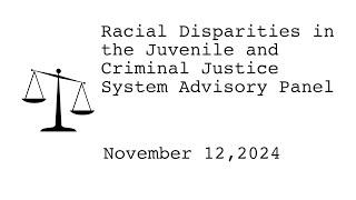 Racial Disparities Advisory Panel - November 12, 2024 [RDAP]