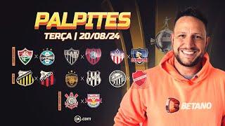 PALPITES DE FUTEBOL PARA HOJE - 20/08/2024 - JOGOS DE TERÇA - LIBERTADORES, SUL-AMERICANA + BILHETE