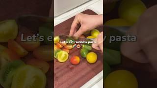 Let’s eat simple rainbow pasta.  #asmr #asmrfood #cooking #pasta #noodles #satisfying #shorts