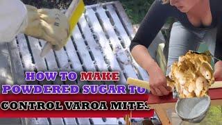 Treating a hive with powder sugar for Varroa Mite (Destructor)