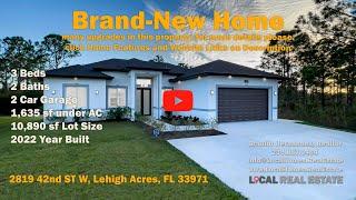 Brand New Custom Home for Sale in Lehigh Acres, FL 33971, 3 Beds, 2 Baths, 2 Car Garage