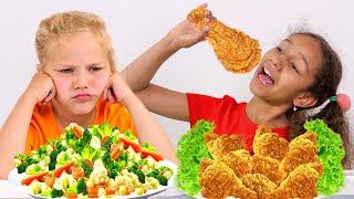 Kids Pretend Play School & Learn to Eat Healthy food!