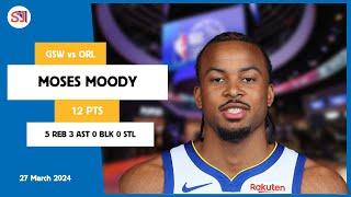 MOSES MOODY 12 PTS, 5 REB, 3 AST, 0 BLK, 0 STL vs ORL | 2023-2024 GSW | Player Full Highlights