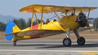 Boeing Stearman Biplane - Takeoff, Landing, Airshow Aerobatics in Tanagra @ AFW 2016