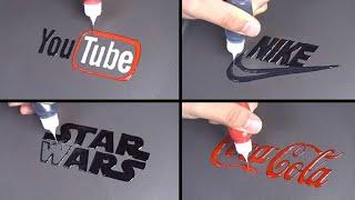 ODDLY SATISFYING CALLIGRAPHY VIDEO COMPILATION PANCAKE ART - YOUTUBE, STARWARS, COCACOLA ETC