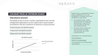 Vaste en variabele kosten - BAES Education