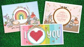 Intro to Embroidery Hoop + Rainbow Add-On + 3 cards from start to finish