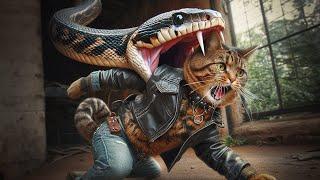 Sad story | Cat meet Snake  #cat #poorcat #ai #aicat