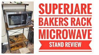 SUPERJARE Kitchen Bakers Rack Review.  Great as a Microwave Stand, Coffee Bar, Storage